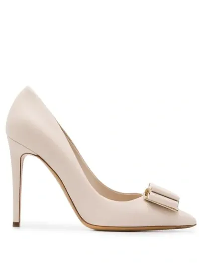 Ferragamo Vara Bow Pumps In White