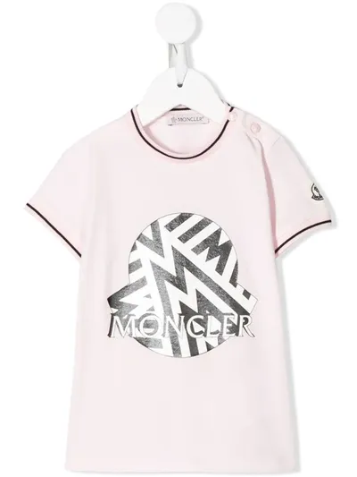 Moncler Babies' Graphic-print Crew Neck T-shirt In Pink