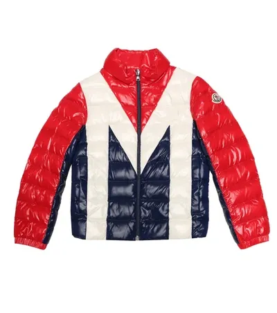 Moncler Kids' Monogram Logo Printed Padded Jacket In Red