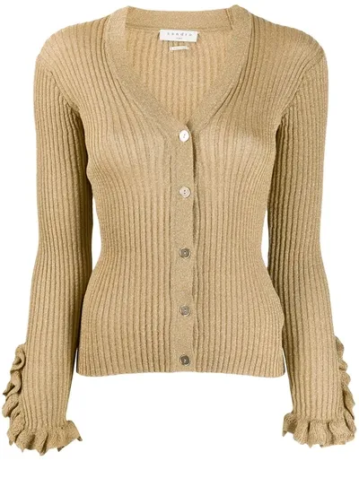 Sandro Knitted Cardigan In Gold