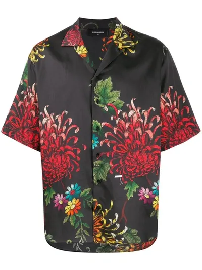 Dsquared2 Floral Print Shirt In Black