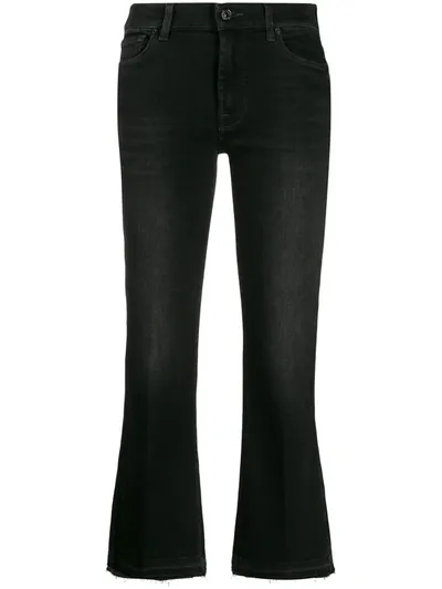 7 For All Mankind Flared Cropped Jeans In Black