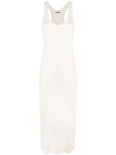 Jil Sander Ribbed Midi Dress In White