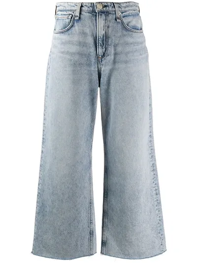 Rag & Bone Ruth Super High Waist Raw Crop Wide Leg Jeans In Cloud