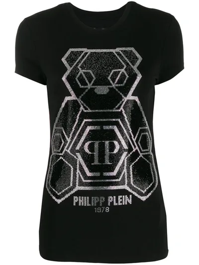 Philipp Plein Embellished Teddy Bear T-shirt In Black