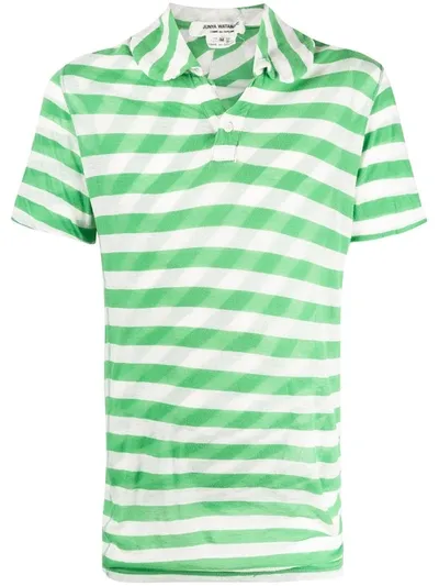 Pre-owned Junya Watanabe 1990s Striped Polo Shirt In Green