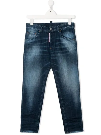 Dsquared2 Kids' Acid Wash Jeans In Blue