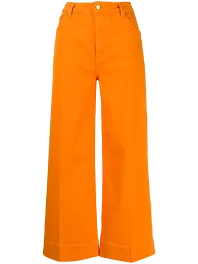 Victoria Victoria Beckham Wide-leg Cropped Jeans In Orange