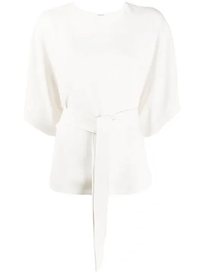 P.a.r.o.s.h Belted Plain Blouse In Neutrals