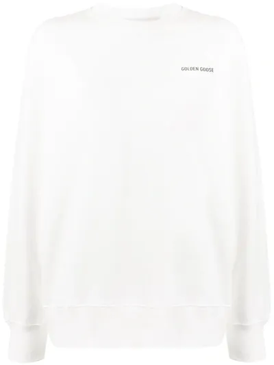 Golden Goose Logo Print Cotton Sweatshirt In White