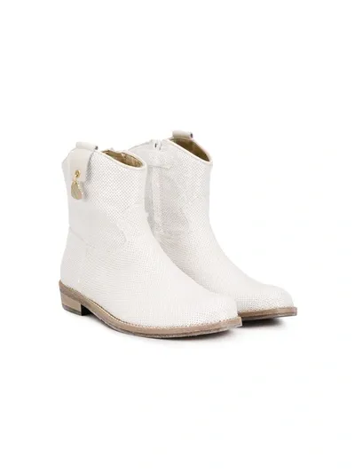 Monnalisa Kids' Zipped Cowboy Boots In White