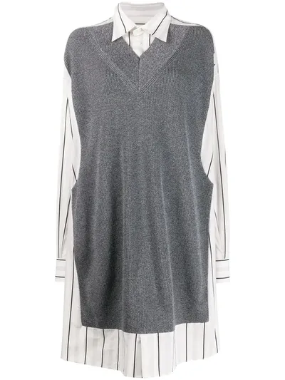 Maison Margiela Knitted Tank Striped Shirt In Grey