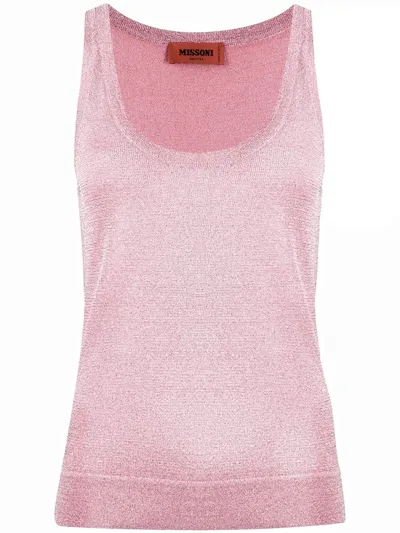 Missoni Sleeveless Metallic-knit Top In Rosa