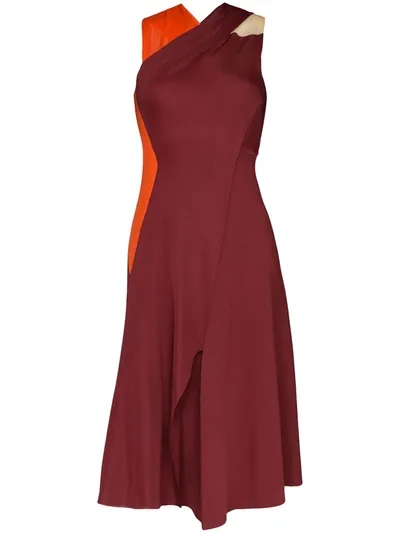 Victoria Beckham Draped Twist Back Midi Dress In Red