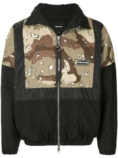 Daniel Patrick 2020 Camo Colorblock Track Jacket In Desert Camo Black