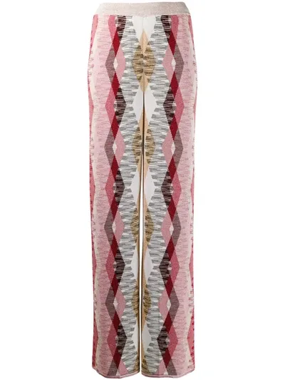 Missoni Geometric Knit Flared Trousers In Pink