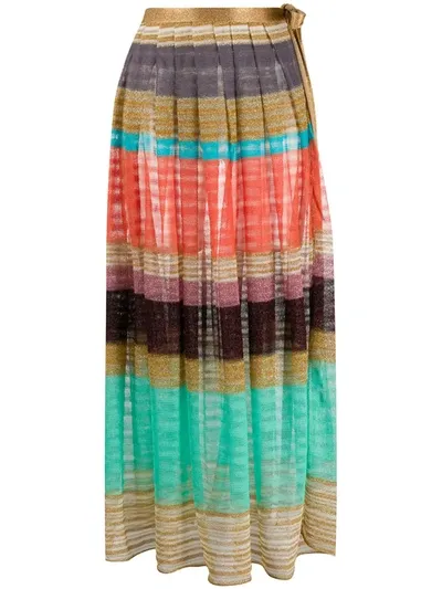 Missoni Striped Knitted Maxi Skirt In Gold