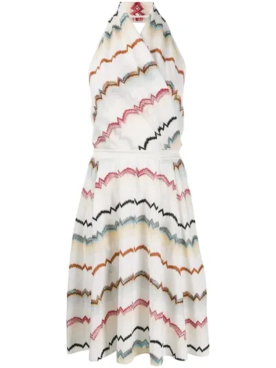 Missoni Intarsia Knit V-neck Dress In White