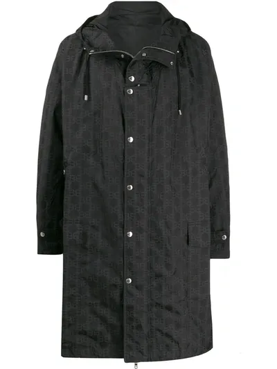 Balmain Bb Monogram Raincoat In Black