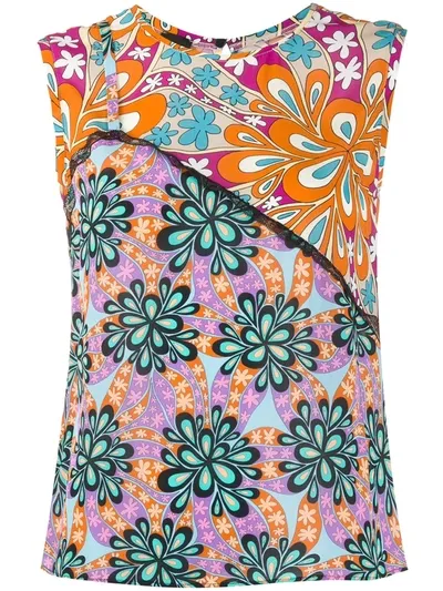 Pinko Printed Tank Top In Green