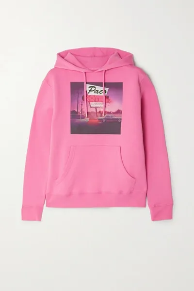 Rabanne Pink Motel-print Hooded Cotton Sweatshirt