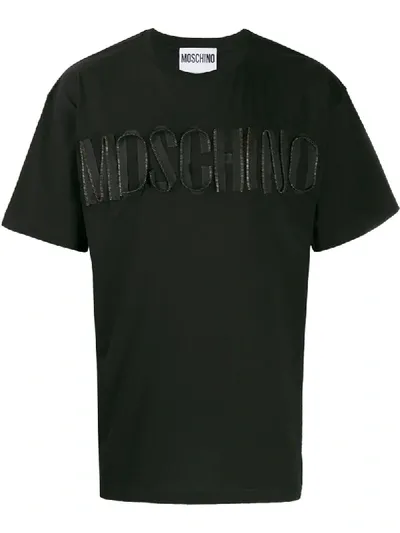 Moschino Zip Logo T-shirt In Black