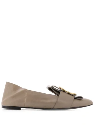 See By Chloé Buckle-embellished Pointed Loafers In Neutrals