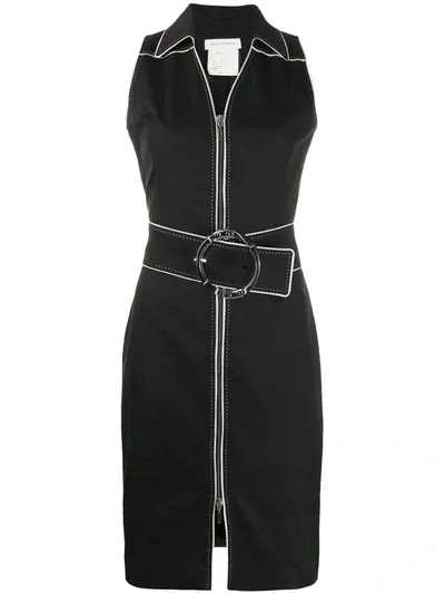 Pre-owned Rabanne 1990s Belted Dress In Black