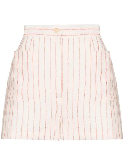 Three Graces Osmo Striped Linen Shorts In White