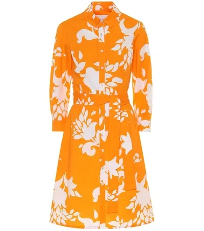 Carolina Herrera Floral-print 3/4-sleeve Shirtdress In Yellow