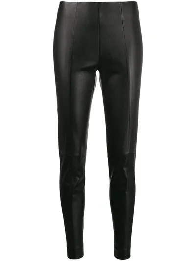 Bally Slim Leather Trousers In Black