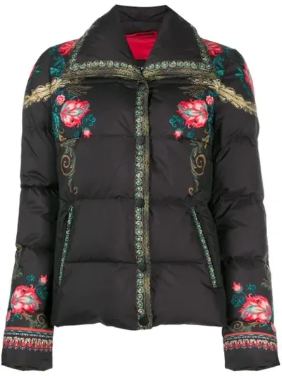 Etro Printed Puffer Jacket In Black