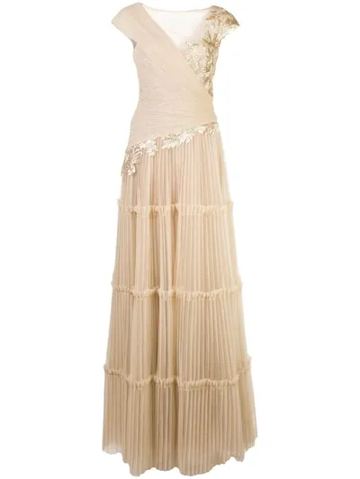 Tadashi Shoji Sovann Embroidered Gown In Gold