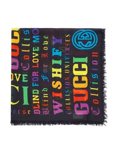 Gucci Kids' Logomania Print Scarf In Black