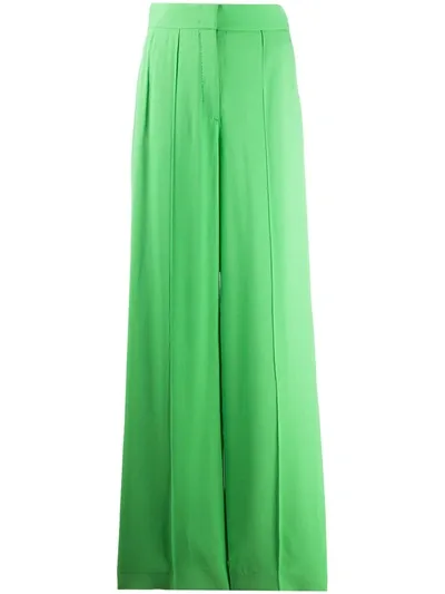 Sara Battaglia High-waisted Wide Leg Trousers In Green