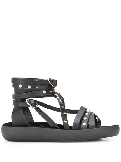 Ancient Greek Sandals Satira Riveted Sandals In Black