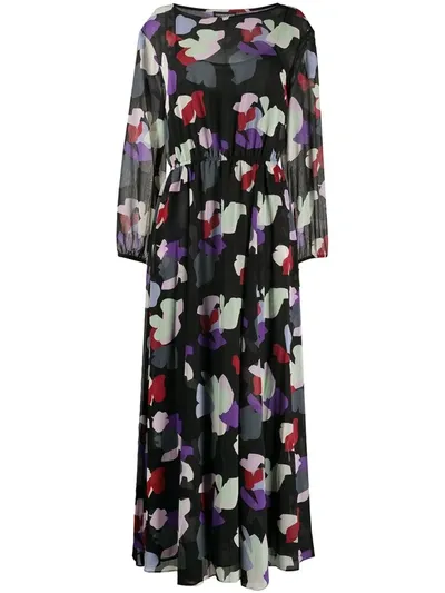 Emporio Armani Floral Print Maxi Dress In Black