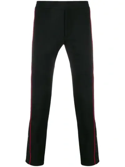 Alexander Mcqueen Contrast Outseam Stripe Jogging Pants In Black