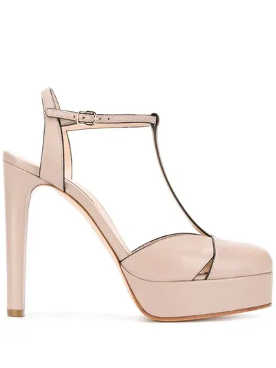 Casadei T-bar Platform Pumps In Neutrals