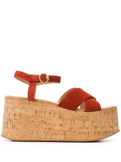 Gianvito Rossi Cork Platform Sandals In Orange