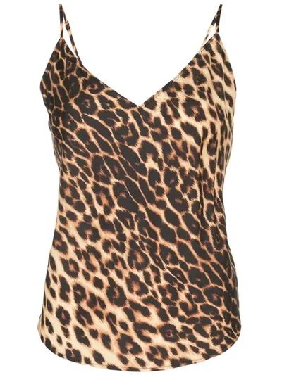 A.l.c Nash Leopard Print Stretch Silk Camisole In Brown