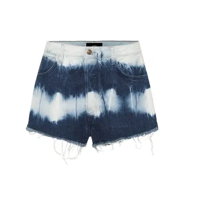 Alanui High-rise Tie & Dye Denim Shorts In Blue