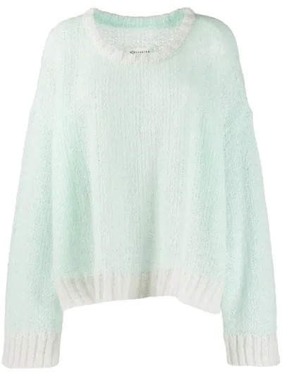 Maison Margiela Tubico Oversized Two-tone Open-knit Mohair-blend Sweater In Mint