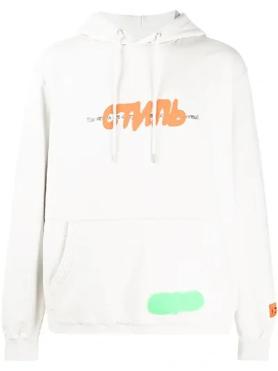 Heron Preston Concrete Jungle Spray-paint Graphic Hoodie In Grey,orange,green