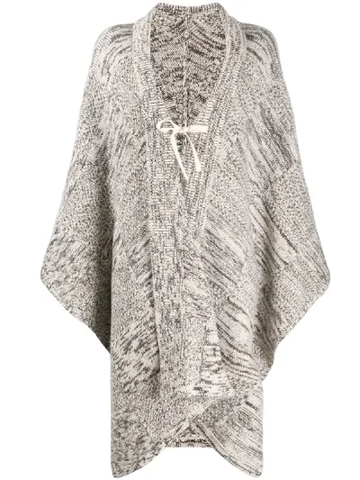 Jil Sander Brown Mélange Cashmere Cape In Grey