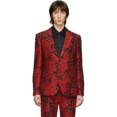 Alexander Mcqueen Floral Jacquard Blazer In 1062 Blkred