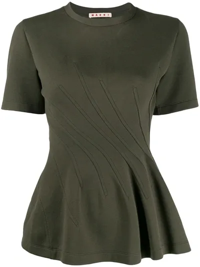 Marni Wavy Seamwork T-shirt In Green