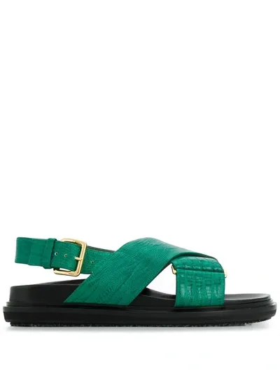 Marni Ankle Buckle Sandals In Green