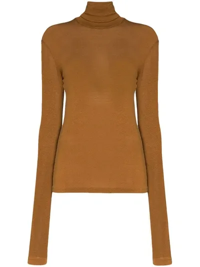 Totême Fitted Thermal Turtleneck Jumper In Brown