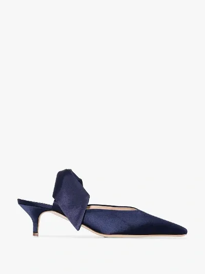 Gia Couture Blue Lizzo 30 Tie Strap Satin Pumps